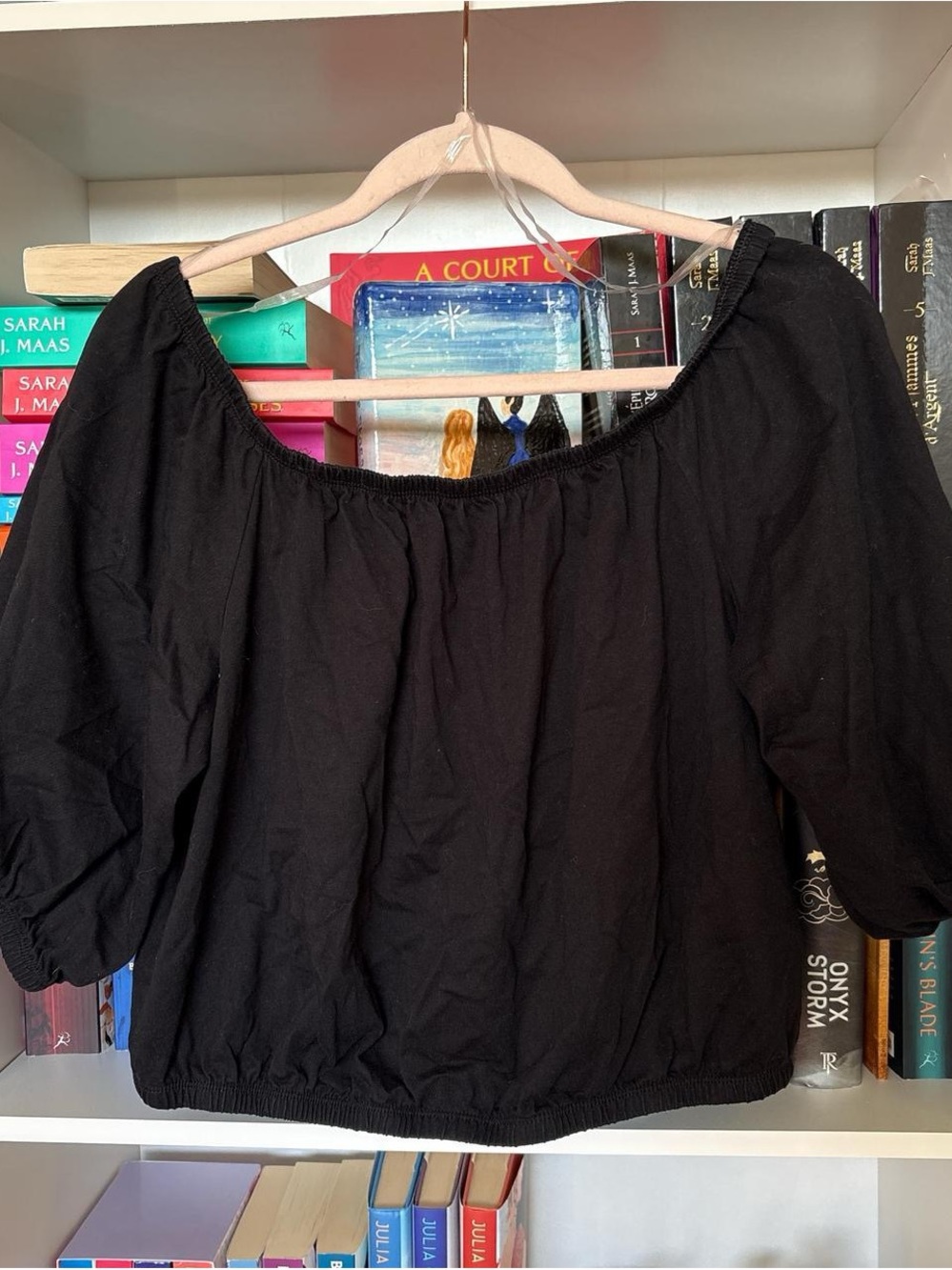 Old Navy Black Off-the-Shoulder Peasant Top